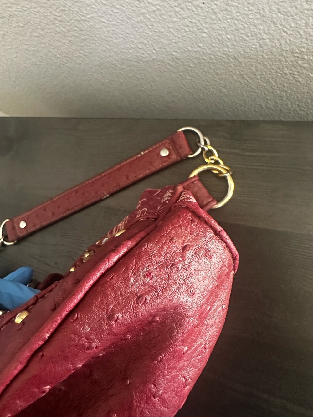 Y2K•Baby Phat Signature Ostrich Embossed Faux Leather Hobo Shoulder Bag. - Picture 13 of 15